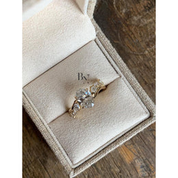 1ct Oval Lab Grown Diamond Engagement Ring | Nature Inspired Asymmetrical Cluster 14K Yellow Gold