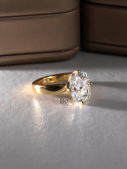 3ct Elongated Cushion Lab Grown Diamond Engagement Ring | Minimalist Solitaire 14K Yellow Gold