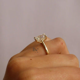 3.75ct Emerald Cut Lab Grown Diamond Engagement Ring | IGI Certified Solitaire 14K Gold
