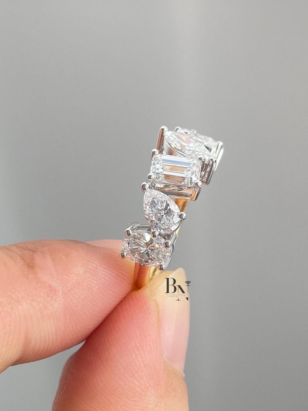 1.50ctw Lab Grown Diamond Wedding Band | Mixed Cut Two Tone Statement Ring