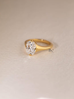 2ct Old Mine Cushion Lab Grown Diamond Engagement Ring | Vintage Solitaire 14K Gold