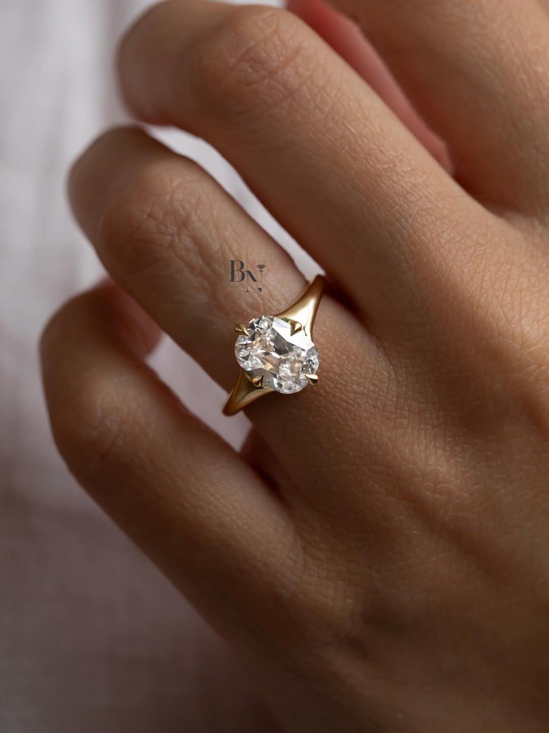 2ct Old Mine Cushion Lab Grown Diamond Engagement Ring | Vintage Solitaire 14K Gold