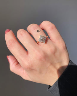 2ct Marquise Lab Grown Diamond Engagement Ring | Cluster Round Side Stones Nature Inspired 14K Gold