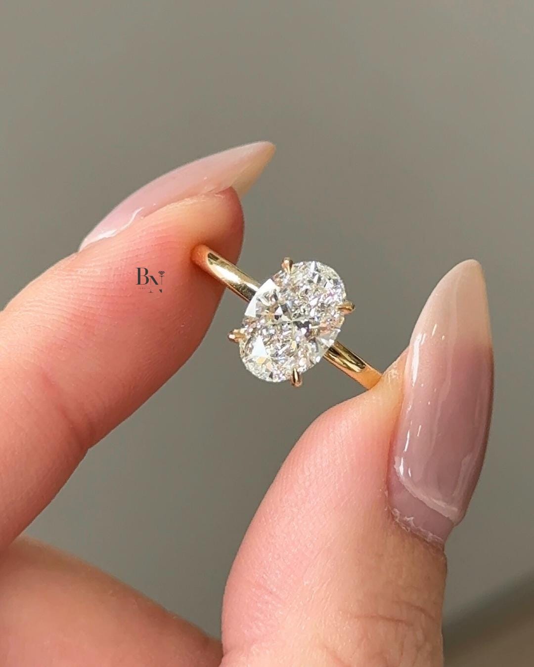 1.5ct Oval Lab Grown Diamond Engagement Ring | Hidden Halo 18K Yellow Gold