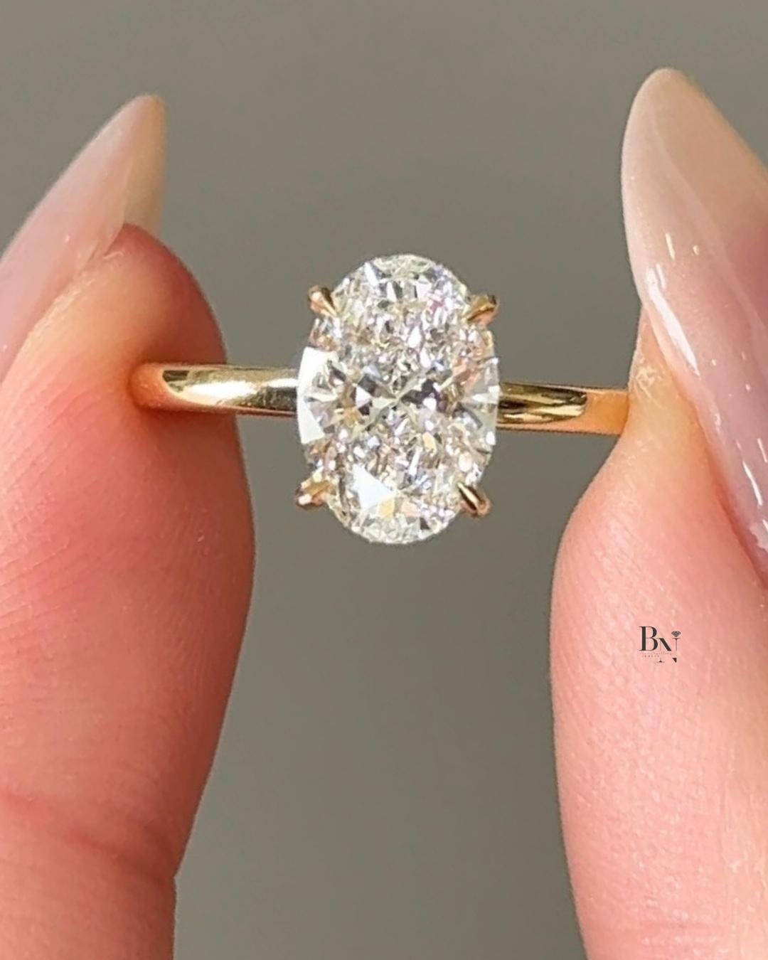 1.5ct Oval Lab Grown Diamond Engagement Ring | Hidden Halo 18K Yellow Gold
