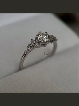 0.50ct Lab Grown Diamond Engagement Ring | Asymmetrical Cluster Nature Inspired 14K White Gold