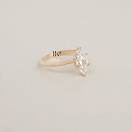 1ct Marquise Lab Grown Diamond Solitaire Ring | Minimalist Dainty 14K Yellow Gold