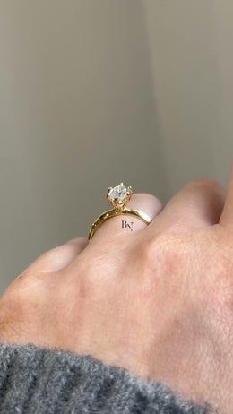 1ct Marquise Lab Grown Diamond Solitaire Ring | Minimalist Dainty 14K Yellow Gold