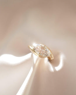 2ct East West Marquise Lab Grown Diamond Engagement Ring | Bypass Tension Style 14K Yellow Gold