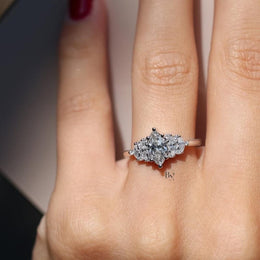 1ct Marquise Lab Grown Diamond Engagement Ring | Vintage Art Deco Five Stone 14K White Gold