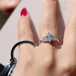 1ct Marquise Lab Grown Diamond Engagement Ring | Vintage Art Deco Five Stone 14K White Gold