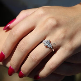 1ct Marquise Lab Grown Diamond Engagement Ring | Vintage Art Deco Five Stone 14K White Gold