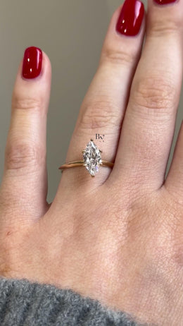 1ct Marquise Lab Grown Diamond Solitaire Ring | Minimalist Dainty 14K Yellow Gold