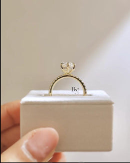 2ct Marquise Lab Grown Diamond Engagement Ring | Pavé Elongated Vintage Solitaire 14K Yellow Gold
