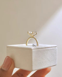 2ct Marquise Lab Grown Diamond Engagement Ring | Pavé Elongated Vintage Solitaire 14K Yellow Gold