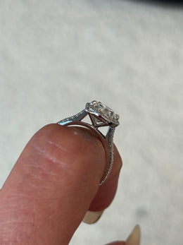 2ct Oval Lab Grown Diamond Engagement Ring | Halo Pavé Band 14K White Gold