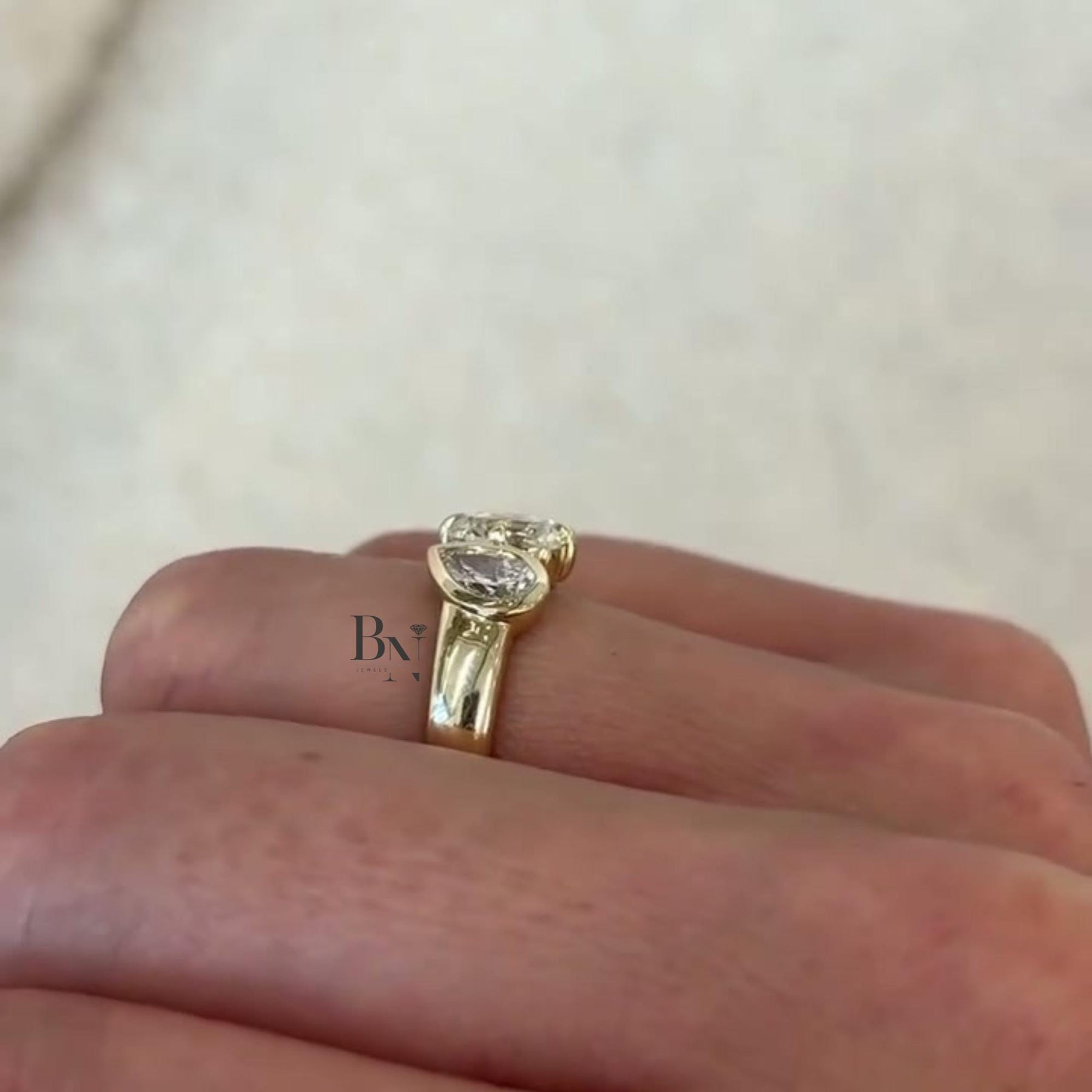 1.50ctw Oval Pear Lab Grown Diamond Toi et Moi Ring | Two Stone 14K Gold