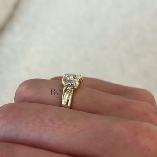 1.50ctw Oval Pear Lab Grown Diamond Toi et Moi Ring | Two Stone 14K Gold