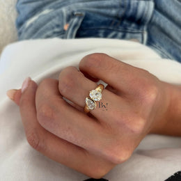 1.50ctw Oval Pear Lab Grown Diamond Toi et Moi Ring | Two Stone 14K Gold