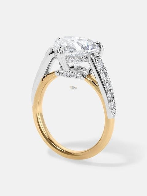 3ct Heart Lab Diamond Hidden Halo Ring | Two Tone Milgrain Pave Engagement | Vintage Inspired Wedding Gift | IGI Certified Statement