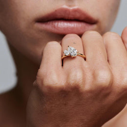 1ctw Pear Lab Grown Diamond Toi et Moi Ring | Two Stone Bypass 14K Yellow Gold