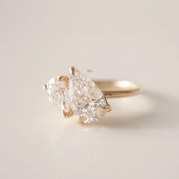 1ctw Pear Lab Grown Diamond Toi et Moi Ring | Two Stone Bypass 14K Yellow Gold