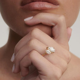 1ctw Pear Lab Grown Diamond Toi et Moi Ring | Two Stone Bypass 14K Yellow Gold