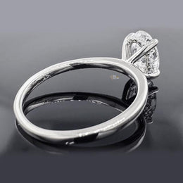 1.50ct Oval Lab Grown Diamond Engagement Ring | Hidden Halo Dainty Solitaire 14K White Gold