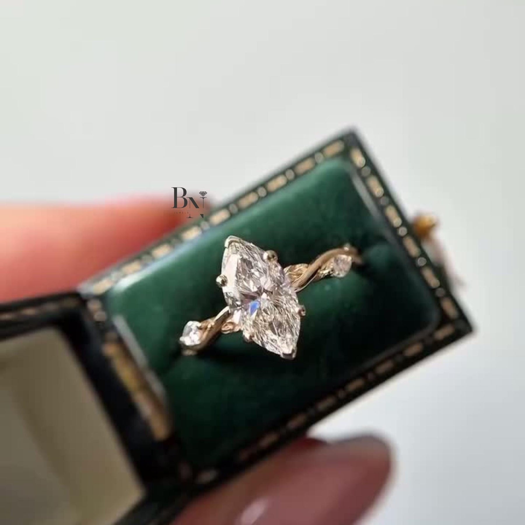 1ct Marquise Lab Grown Diamond Engagement Ring | Twisted Vine Solitaire 14K Yellow Gold