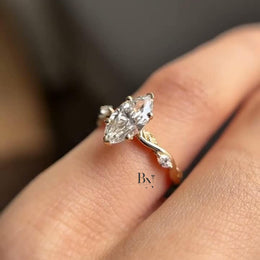 1ct Marquise Lab Grown Diamond Engagement Ring | Twisted Vine Solitaire 14K Yellow Gold