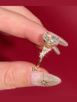 3ct Oval Lab Grown Diamond Engagement Ring | Twisted Vine Nature Inspired Bridal 14K Gold