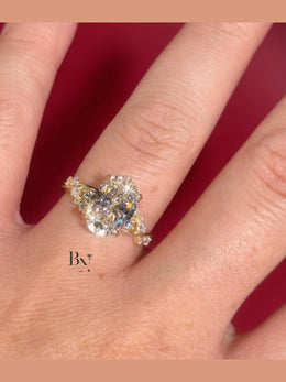 3ct Oval Lab Grown Diamond Engagement Ring | Twisted Vine Nature Inspired Bridal 14K Gold