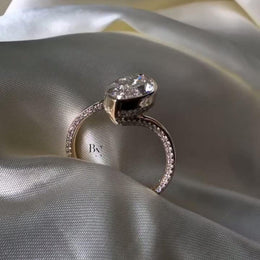 3ct Marquise Lab Grown Diamond Engagement Ring | Pavé Bypass Band 14K Rose Gold