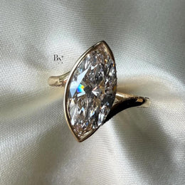 3ct Marquise Lab Grown Diamond Engagement Ring | Pavé Bypass Band 14K Rose Gold