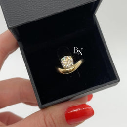1ct Round Lab Grown Diamond Engagement Ring | Bypass Tension Set Solitaire 14K Yellow Gold