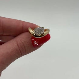 1ct Cushion Lab Grown Diamond Engagement Ring | Bypass Semi Bezel Solitaire 14K Yellow Gold