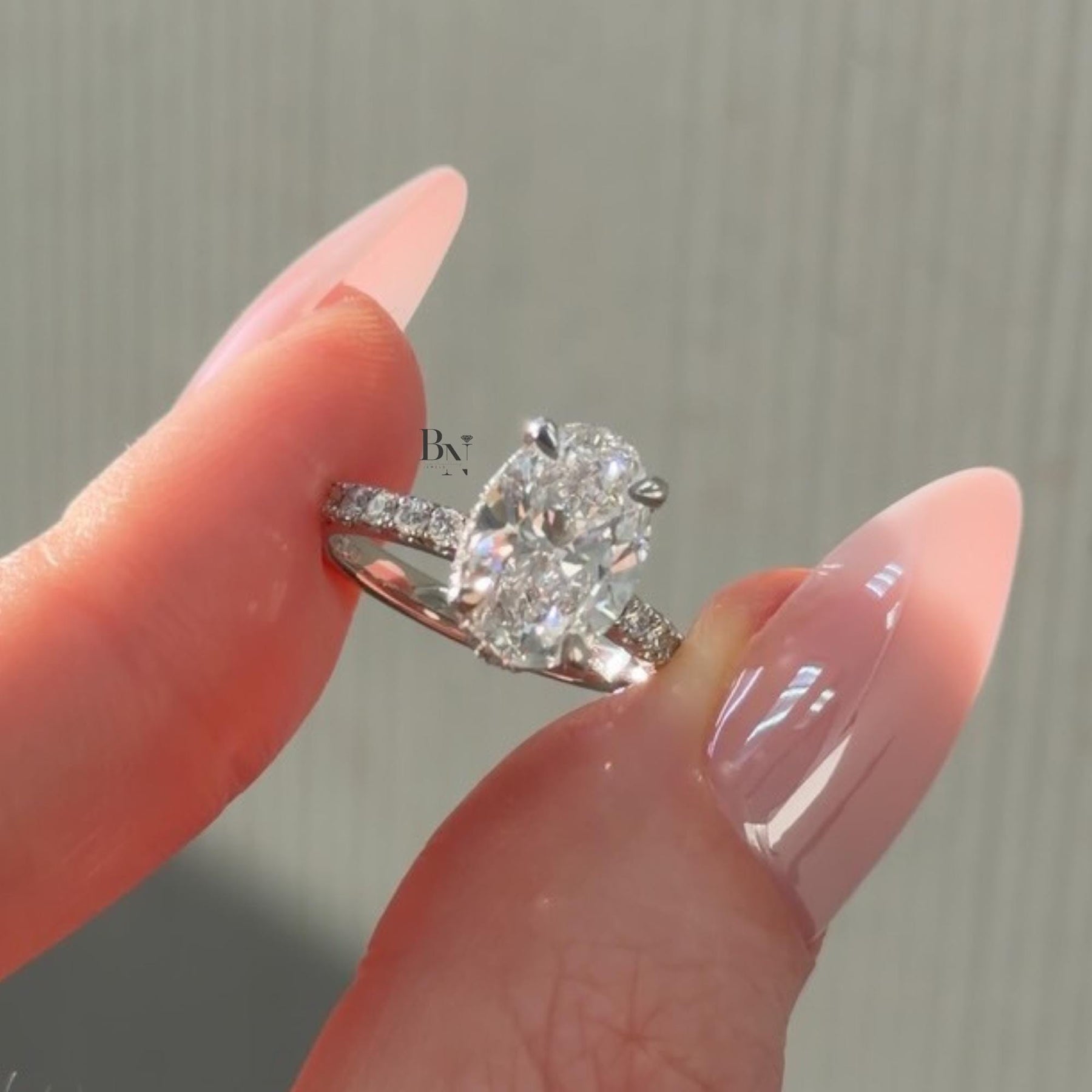1ct Oval Lab Grown Diamond Engagement Ring | Bypass Semi Bezel Solitaire 14K Yellow Gold