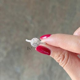 1ct Round Lab Grown Diamond Engagement Ring | Halo Pavé Band 14K White Gold