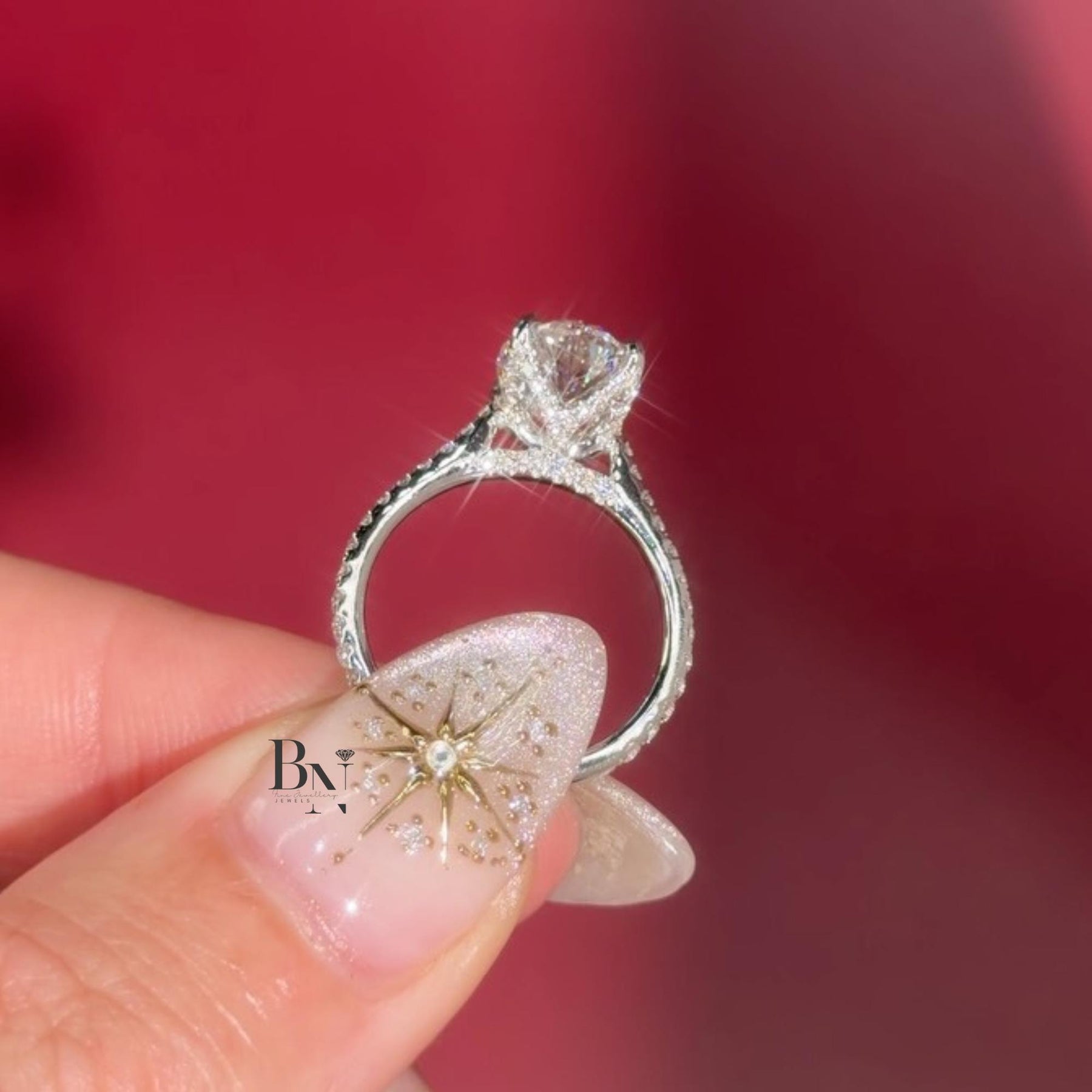 3ct Oval Lab Grown Diamond Engagement Ring | Lotus Basket Pavé Solitaire 14K Yellow Gold