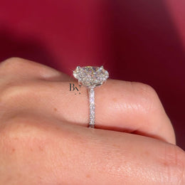 3ct Oval Lab Grown Diamond Engagement Ring | Lotus Basket Pavé Solitaire 14K Yellow Gold