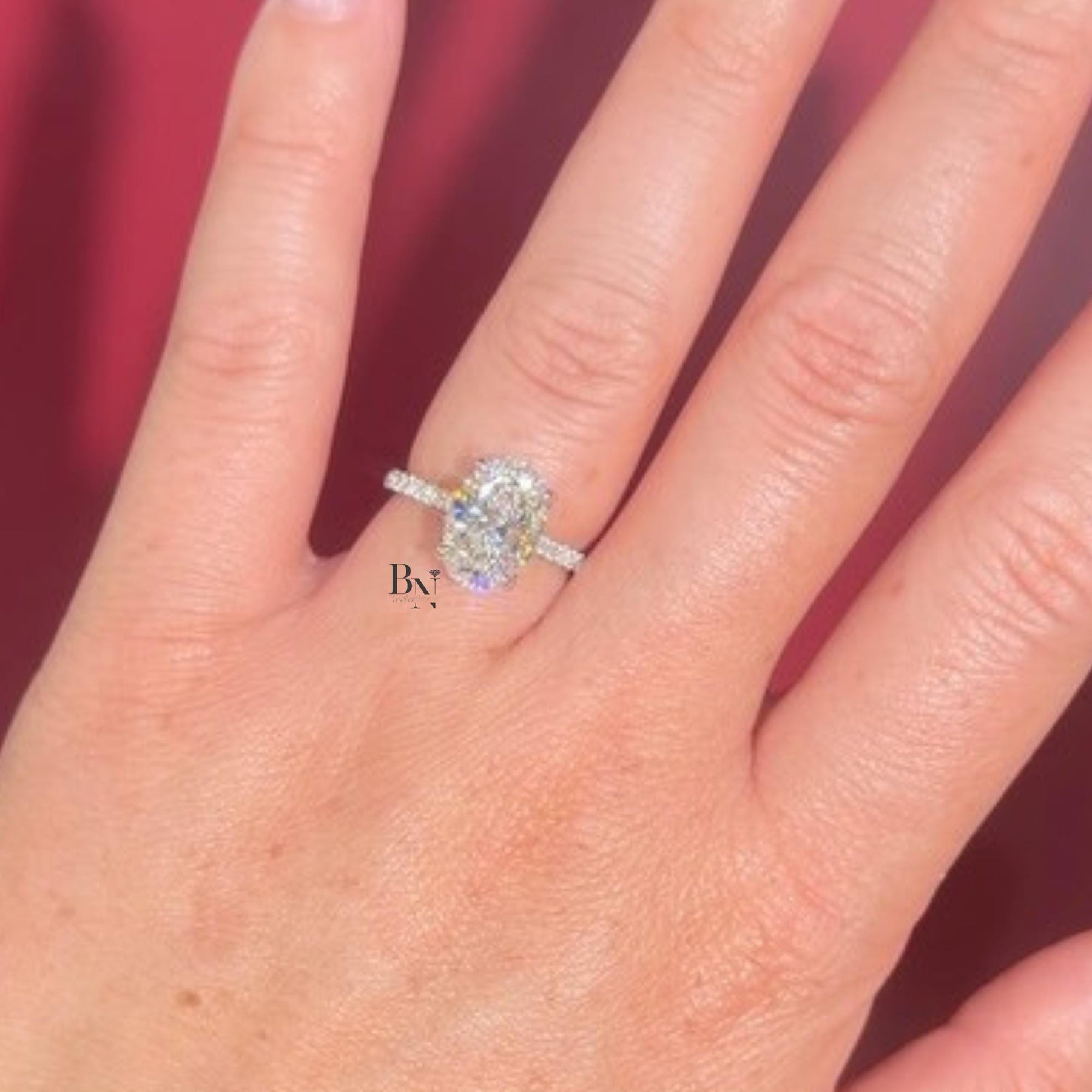 3ct Oval Lab Grown Diamond Engagement Ring | Lotus Basket Pavé Solitaire 14K Yellow Gold
