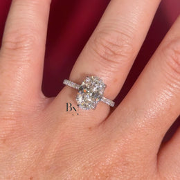 3ct Oval Lab Grown Diamond Engagement Ring | Lotus Basket Pavé Solitaire 14K Yellow Gold