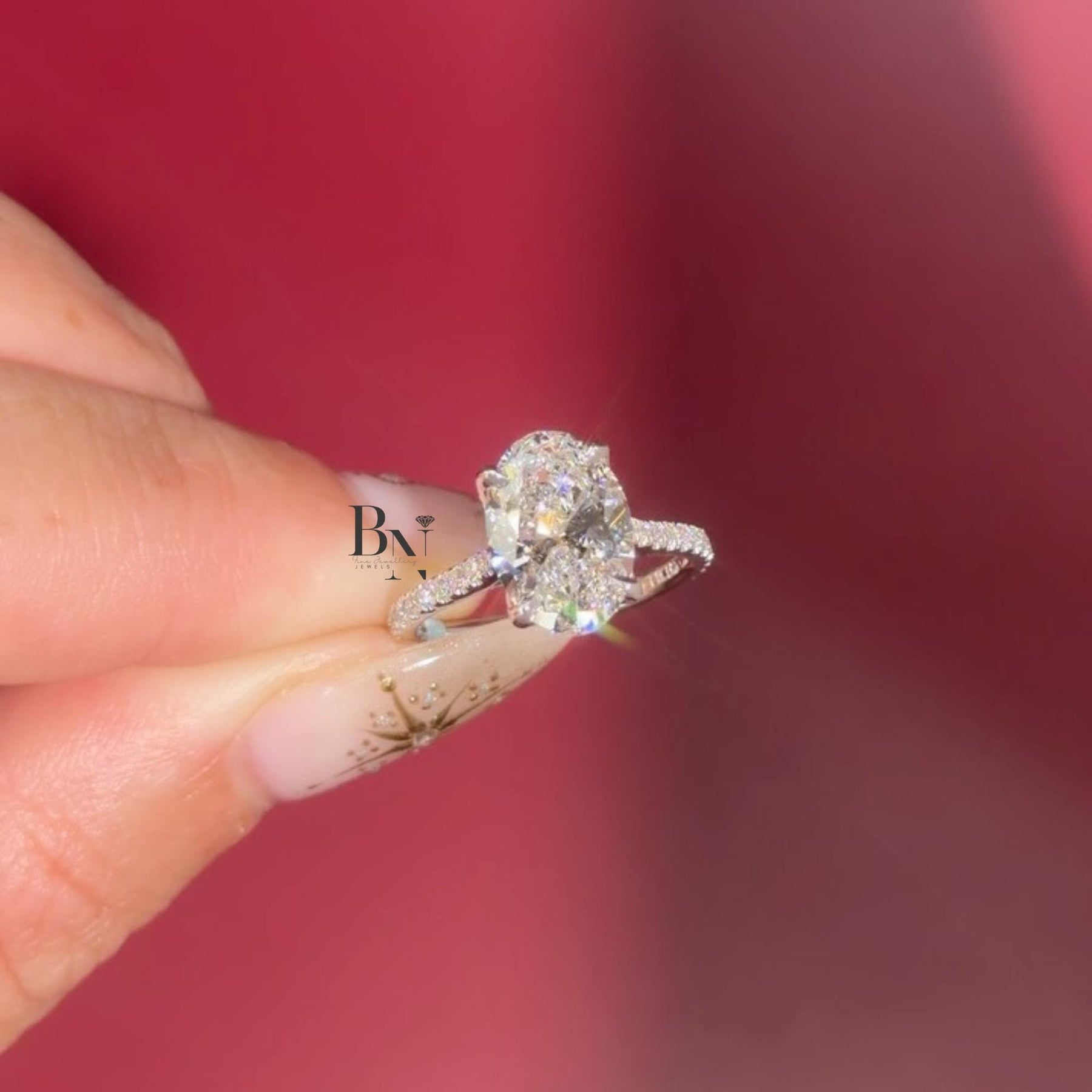 3ct Oval Lab Grown Diamond Engagement Ring | Lotus Basket Pavé Solitaire 14K Yellow Gold