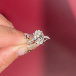 3ct Oval Lab Grown Diamond Engagement Ring | Lotus Basket Pavé Solitaire 14K Yellow Gold