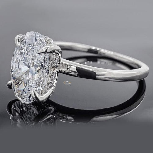 1.50ct Oval Lab Grown Diamond Engagement Ring | Hidden Halo Dainty Solitaire 14K White Gold