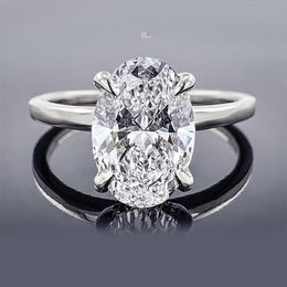 1.50ct Oval Lab Grown Diamond Engagement Ring | Hidden Halo Dainty Solitaire 14K White Gold
