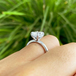 1.50ct Oval Lab Grown Diamond Engagement Ring | Hidden Halo Dainty Solitaire 14K White Gold