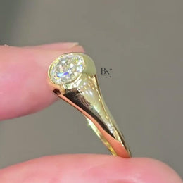 1ct Round Lab Grown Diamond Engagement Ring | Two Tone Bezel Set Solitaire 14K Gold