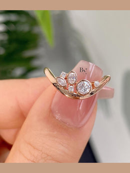 0.50ctw Lab Grown Diamond Contour Wedding Band | Mixed Cut Stacking 14K Rose Gold