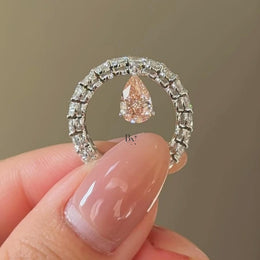 1ct Lab Grown Diamond Eternity Band | Dangling Pear Accent 14K White Gold
